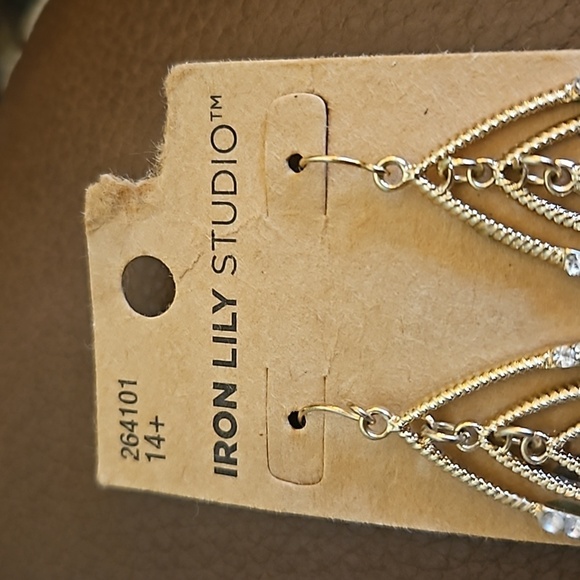 3/$30 IRON LILY STUDIO 2014 Rhinestone Holiday Marquis Dangle Hook Earrings - Picture 3 of 5
